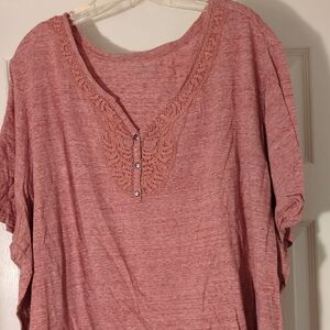 Catherines Lace Accent Blouse - Rose